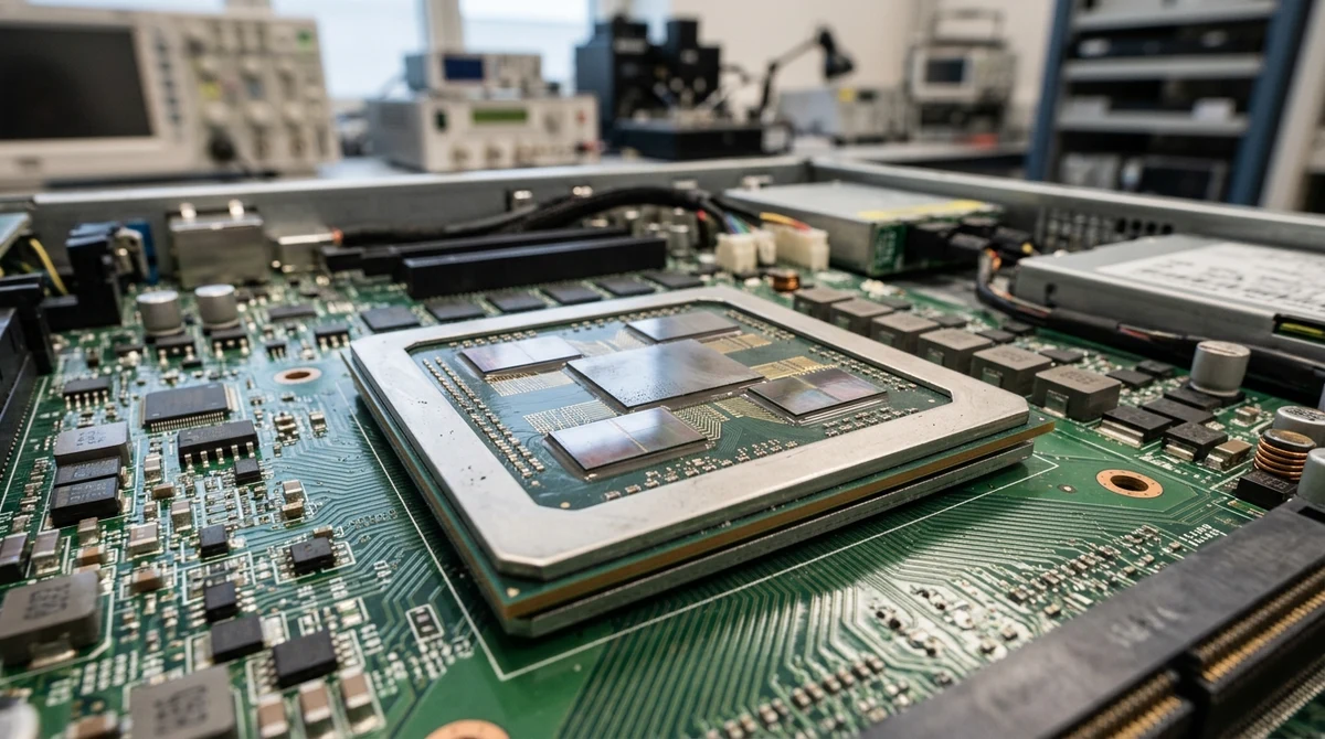 A specialised AI accelerator chip mounted on a circuit board.